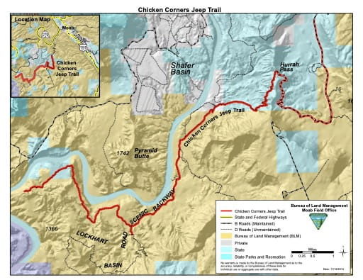 map of Moab - Chicken Corners Jeep Trail