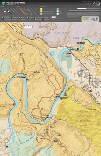 Trails Map of Poison Spider Mesa near Moab in the BLM Moab Field Office area in Utah. Published by the Bureau of Land Management (BLM).
