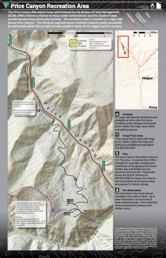 Recreation Map of Price Canyon Recreation Area (RA) in the BLM Price Field Office area in Utah. Published by the Bureau of Land Management (BLM).