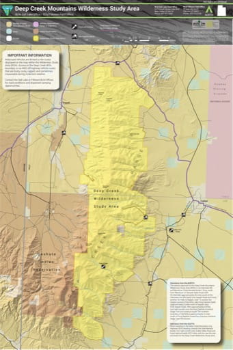 Map of the Deep Creek Mountains Wilderness Study Area (WSA) in the BLM Salt Lake Office / BLM Fillmore Field Office areas in Utah. Published by the Bureau of Land Management (BLM).
