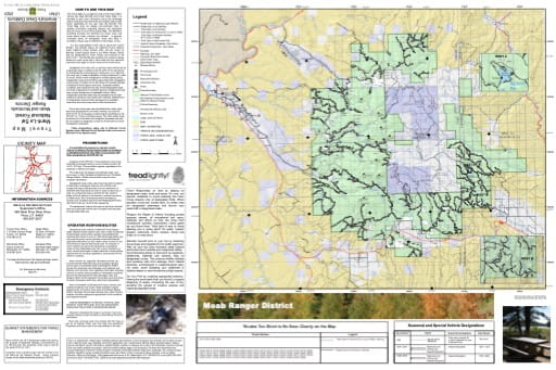 Motor Vehicle Travel Map (MVTM) of Moab Ranger District in Manti-La Sal National Forest (NF). Published by the U.S. Forest Service (USFS).