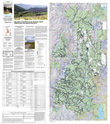 Motor Vehicle Travel Map (MVTM) of Ferron Price and Sanpete Ranger Districts in Manti-La Sal National Forest (NF). Published by the U.S. Forest Service (USFS).