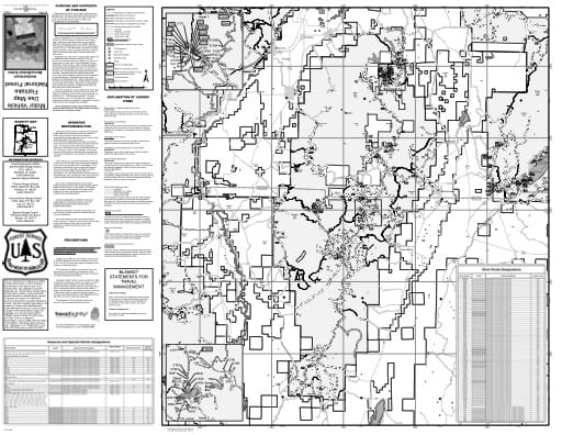 Motor Vehicle Travel Map (MVUM) of the Richfield Monroe Mountain area in Fishlake National Forest (NF) in Utah. Published by the U.S. National Forest Service (USFS).