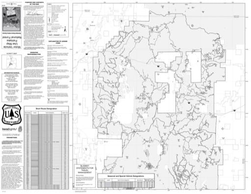 Motor Vehicle Travel Map (MVUM) of the Salina Section of Richfield Ranger District in Fishlake National Forest (NF) in Utah. Published by the U.S. National Forest Service (USFS).