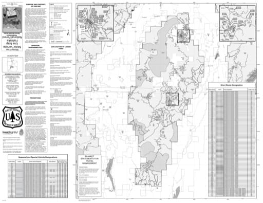 Winter Motor Vehicle Travel Map (MVUM) of the Richfield Monroe Mountain area in Fishlake National Forest (NF) in Utah. Published by the U.S. National Forest Service (USFS).