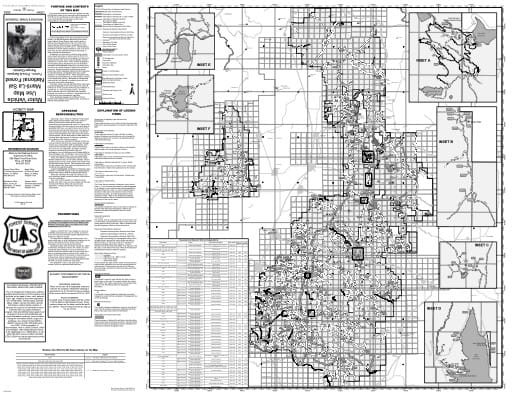 Motor Vehicle Use Map (MVUM) of Ferron-Price and Sanpete Ranger Districts in Manti-La Sal National Forest (NF) in Utah. Published by the U.S. Forest Service (USFS).
