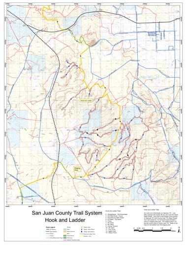 Map of Hook and Ladder Off-Highway Vehicle (OHV) Trails. Published by San Juan County.