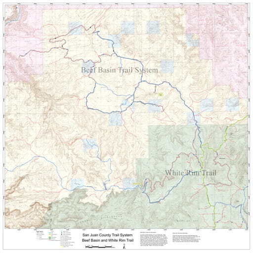 Map of Beef Basin and White Rim Off-Highway Vehicle (OHV) Trails. Published by San Juan County.