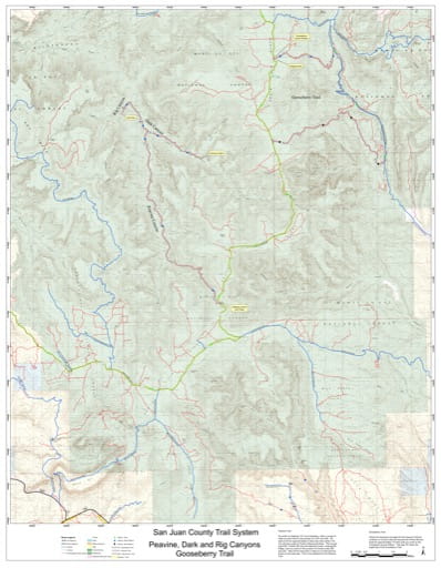 Map of Peavine, Dark and Rig Canyons and Gooseberry Off-Highway Vehicle (OHV) Trails. Published by San Juan County.