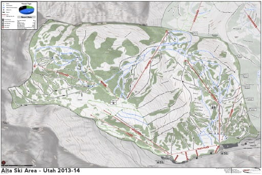 Map of Alta Trails in Ski City ski area. Published by Ski City.