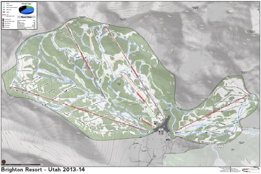 Map of Brighton Trails in Ski City ski area. Published by Ski City.