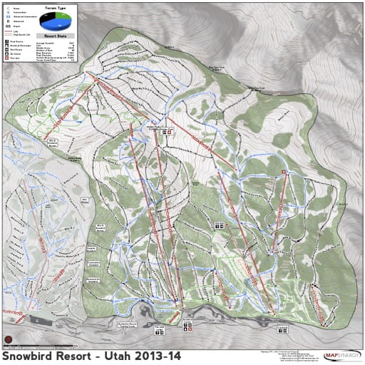 Map of Snowbird Trails in Ski City ski area. Published by Ski City.