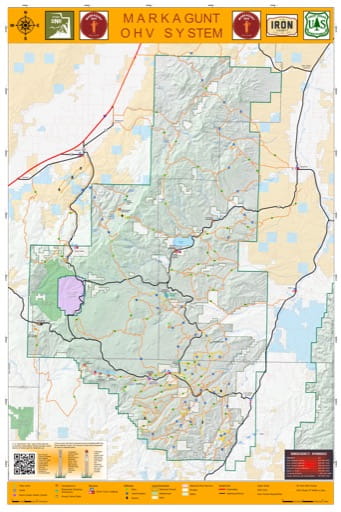 Map of popular Off-Highway Vehicle (OHV) trails on the Markagunt Plateau and the Dixie National Forest in Utah. Published by the U.S. Forest Service (USFS).