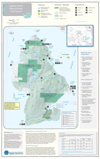 Map of Cypress Island Natural Areas Trail System in Washington. Published by Washington State Department of Natural Resources (WSDNR).