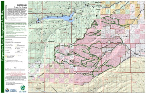 Map of Green Dot Roads in the Ahtaum area in Washington. Published by Washington State Department of Natural Resources (WSDNR).