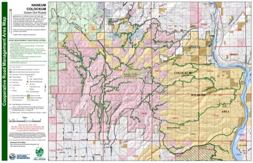 Map of Naneum Ridge State Forest, Colcokum Wildlife Area in Washington. Published by Washington State Department of Natural Resources (WSDNR).