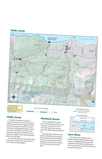 Map of Sadie Creek and Murdock Beach trails in Olympic Peninsula Forests. Published by Washington State Department of Natural Resources (WSDNR).
