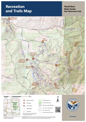 Map of Non-Motorized Trails in Yacolt Burn State Forest (SF) in Washington. Published by Washington State Department of Natural Resources (WSDNR).
