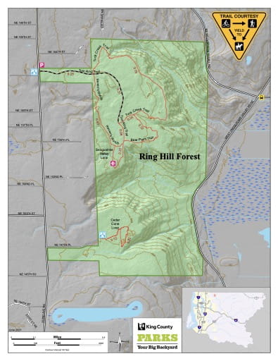 Recreation Map of Ring Hill Forest in King County in Washington. Published by King County, Washington.