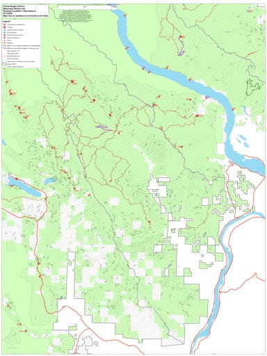 Draft of the Motor Vehicle Travel Map (MVTM) of Entiat Ranger District in Okanogan-Wenatchee National Forest (NF) in Washington. Published by the U.S. Forest Service (USFS).