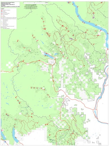 Draft of the Motor Vehicle Travel Map (MVTM) of Wenatchee River Ranger District in Okanogan-Wenatchee National Forest (NF) in Washington. Published by the U.S. Forest Service (USFS).