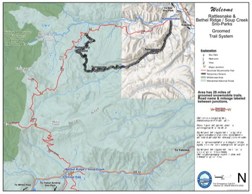 Map of Bethel Ridge, Soup Creek Sno-Park Groomed Trail System in Washington. Published by Washington State Parks (WASP).