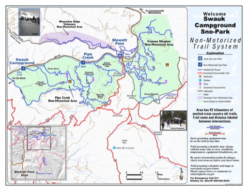 Map of Swauk Campground Sno-Park Groomed Trail System. Published by Washington State Parks (WASP).