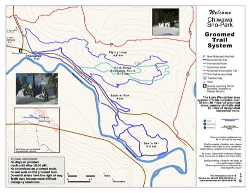Map of the Groomed Trail System of Chiwawa Sno-Park in Washington. Published by Washington State Parks (WASP).