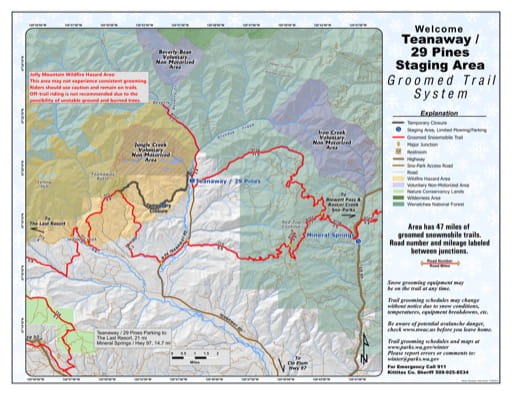 Map of Teanaway / 29 Pines Sno-Park Groomed Trail System. Published by Washington State Parks (WASP).