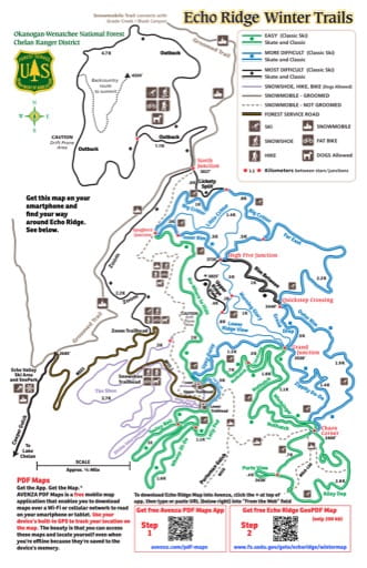 Map of Echo Ridge Winter Trails in Okanogan-Wenatchee National Forest (NF). Published by the U.S. Forest Service (USFS).