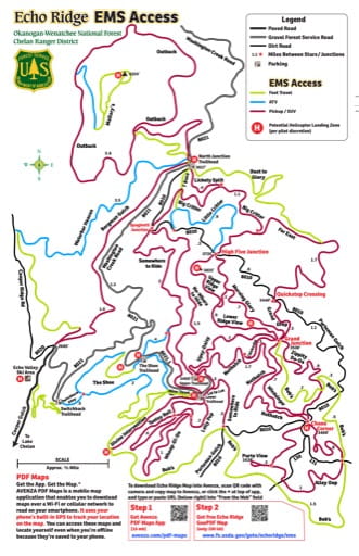 Map of Echo Ridge EMS Access in Okanogan-Wenatchee National Forest (NF). Published by the U.S. Forest Service (USFS).