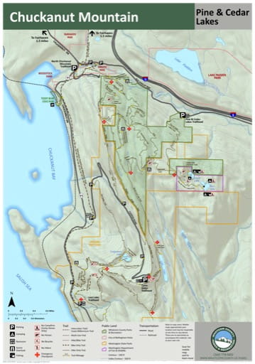 Map of the Trail System in Chuckanut Mountain Park. Published by Whatcom County Parks & Recreation