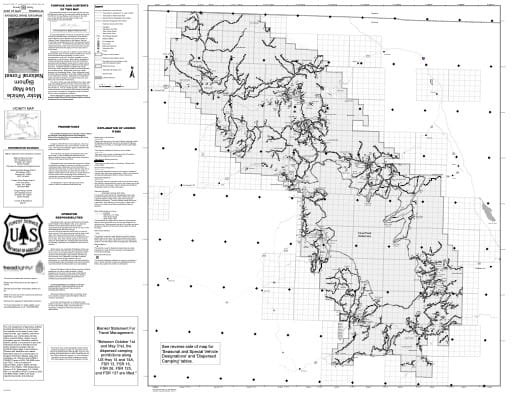 Motor Vehicle Use Map (MVUM) of Bighorn National Forest (NF) in Wyoming. Published by the U.S. Forest Service (USFS).