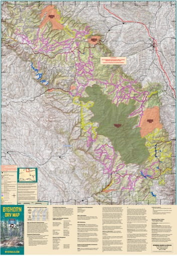 Map of Bighorn Off-Road Vehicle Trails (ORV) in Wyoming. Published by Wyoming State Parks, Historic Sites, & Trails (WYSP).