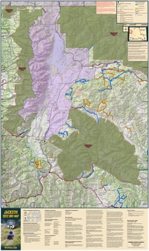 Map of Jackson Off-Road Vehicle Trails (ORV) in Wyoming. Published by Wyoming State Parks, Historic Sites, & Trails (WYSP).