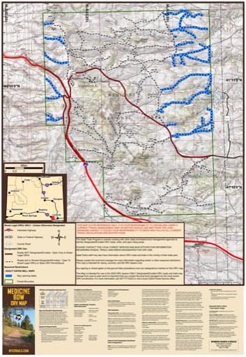 Map of Pole Mountain Off-Road Vehicle Trails (ORV) in Medicine Bow-Routt National Forest (NF) in Wyoming. Published by Wyoming State Parks, Historic Sites, & Trails (WYSP).