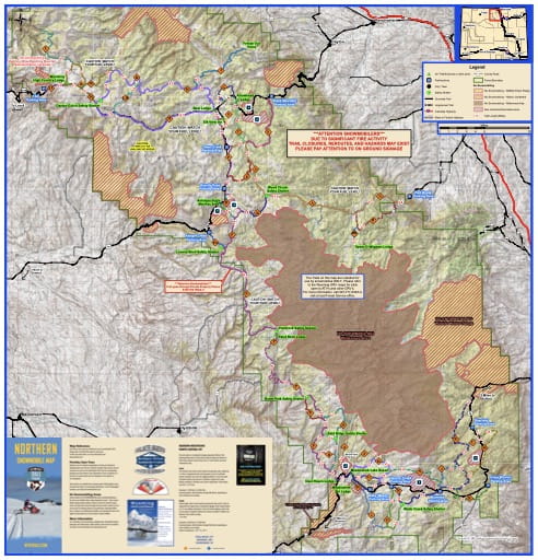 Map of Bighorn Snowmobile Trails in Wyoming. Published by Wyoming State Parks, Historic Sites, & Trails (WYSP).
