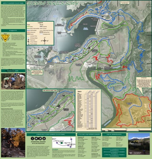 Map of the southern part of the Trail System at Glendo State Park (SP) at Glendo Reservoir on the North Platte River in Wyoming. Published by Wyoming State Parks.